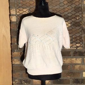 Personal short sleeve sweater light pink with ribbons M